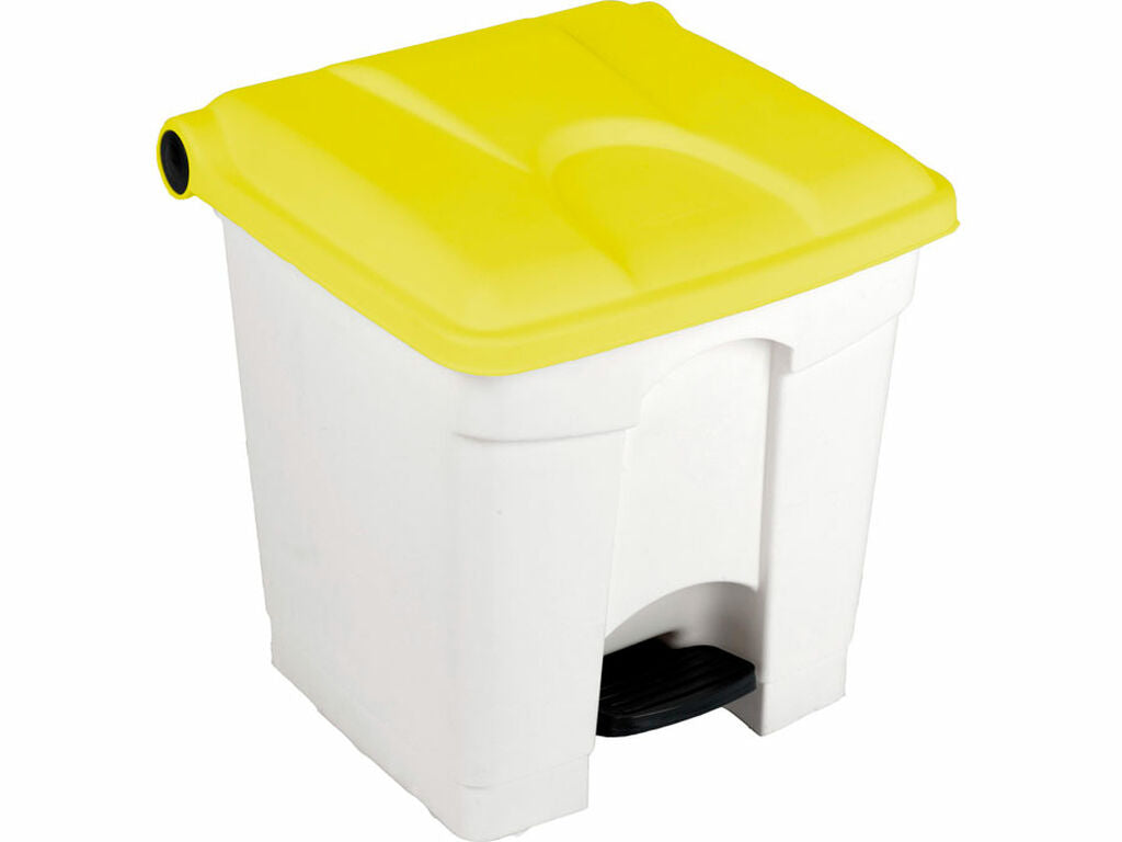 CONTENEDOR A PEDAL JVD 30 L TAPA AMARILLA