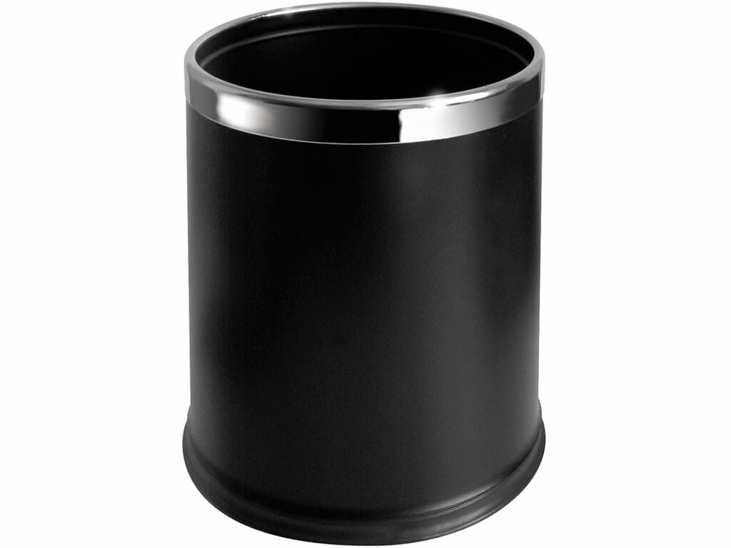 PAPELERA REDONDA AROS CROMADOS JVD 10L NEGRA DOBLE CARCASA