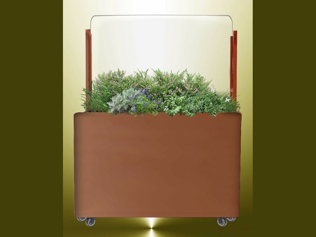 JARDINERA BIOMBO SEPARADOR ACERO Y POLICARBONATO