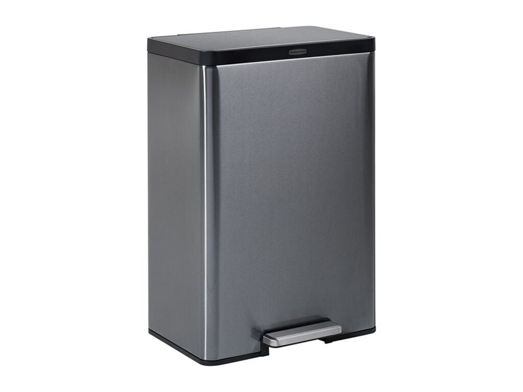 CUBO BASURA RUBBERMAID METALICO PEDAL 45 L. GRIS OSCURO