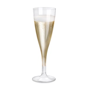 Copa de champagne o cava de plástico biodegradable PLA (ácido poliláctico) para hostelería